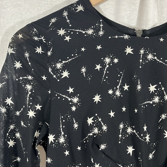 Whistles Phoebe Constellation Star Silk Blend Bodycon Black Dress Womens Size 2 - Picture 4 of 11